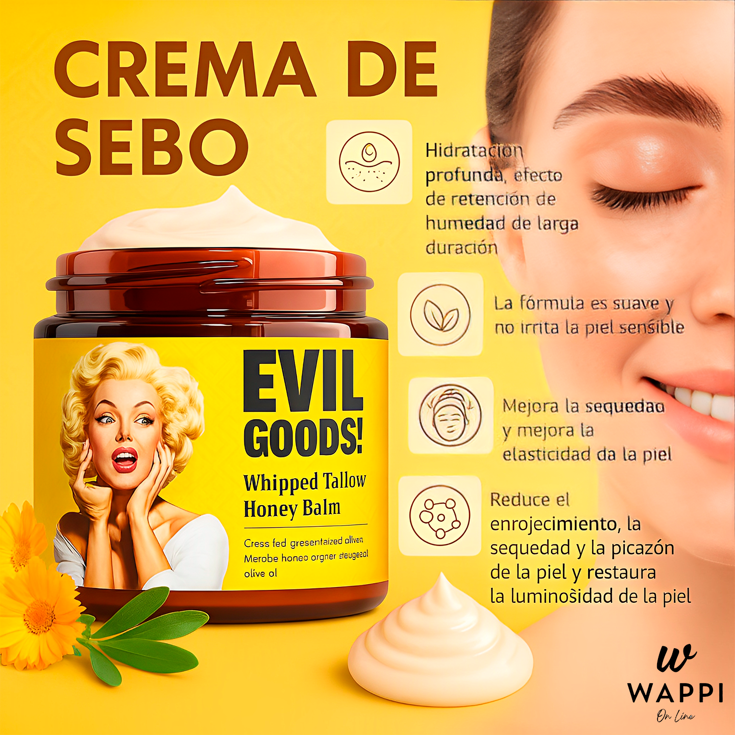 ✨Evil Goods con Sebo y Miel - Crema Facial Natural 🌿