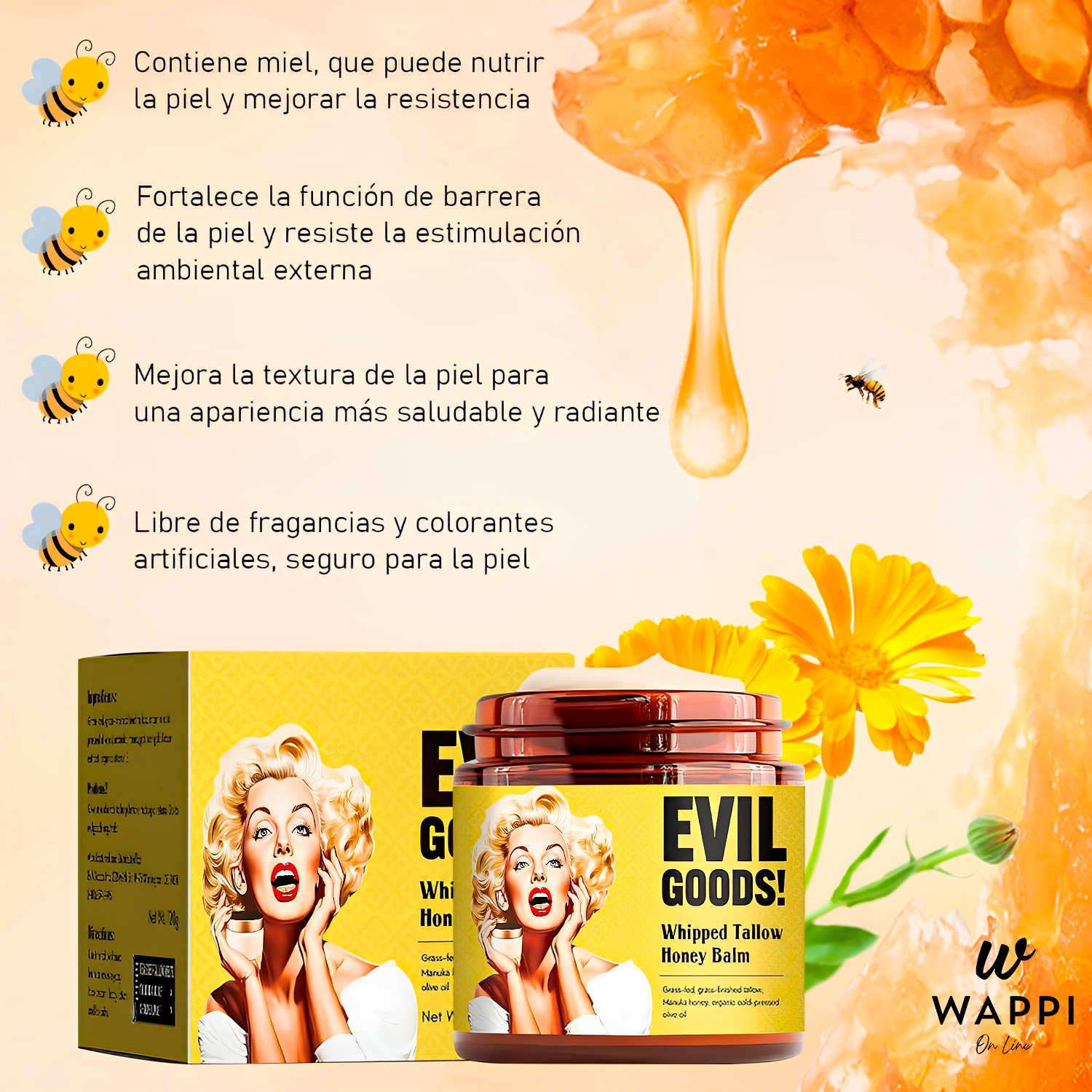 ✨Evil Goods con Sebo y Miel - Crema Facial Natural 🌿