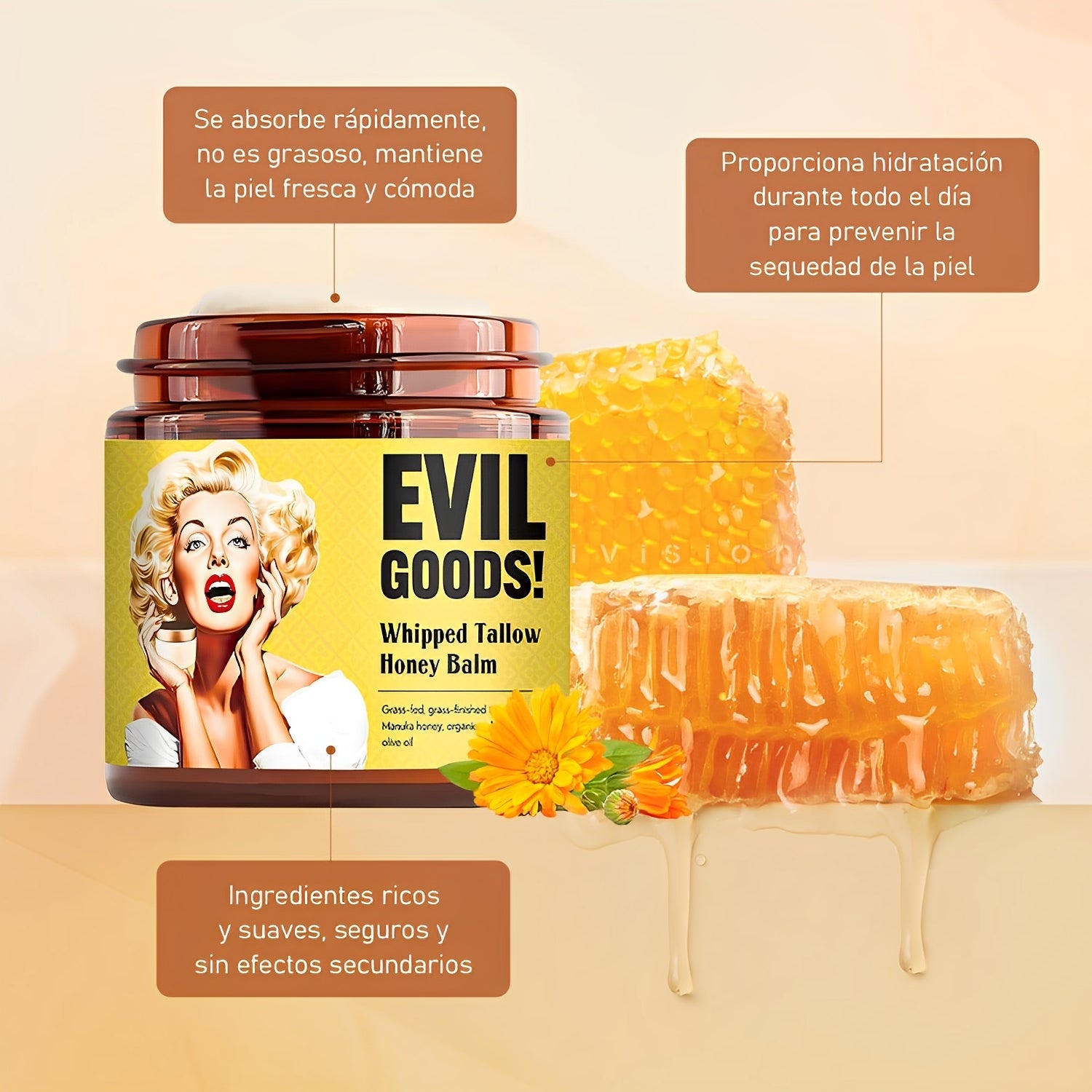 ✨Evil Goods con Sebo y Miel - Crema Facial Natural 🌿